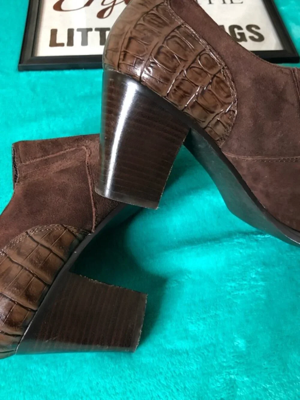Coldwater Creek Leather/Suede Slip-on Ankle Boots, Size 8